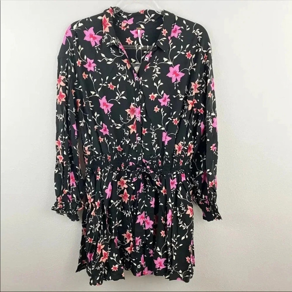 . FREE PEOPLE LIGHTEN UP BLACK COMBO MINI DRESS - Picture 3 of 4